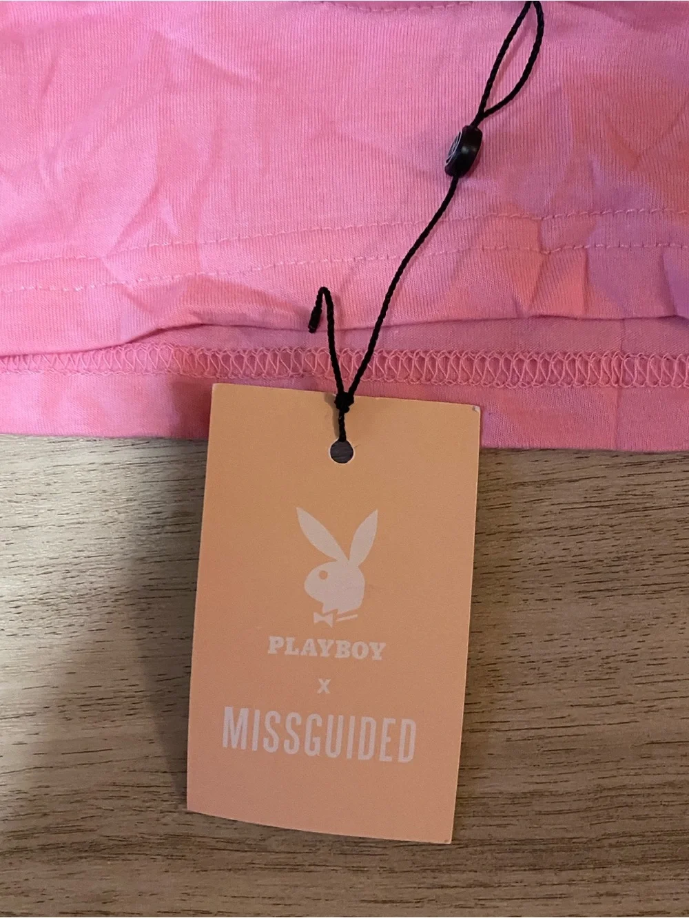 Missguided x PLAYBOY Pink Spaghetti-Strap Crop Top & High-Waist Bike Shorts set